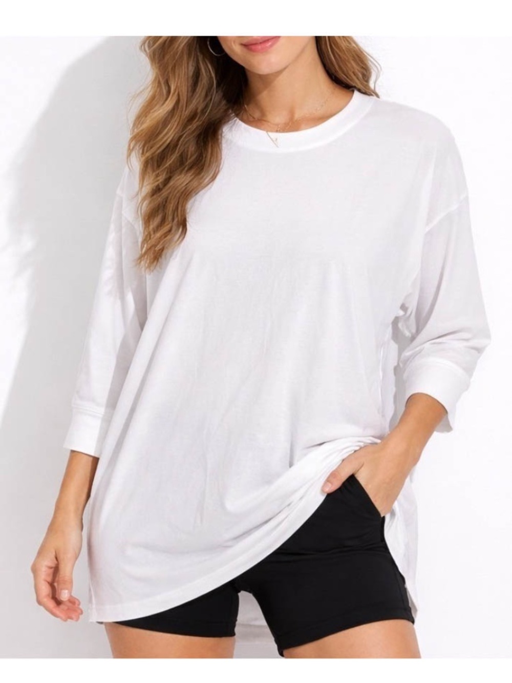 Athleta Tranquility Top White 3/4 Sleeve